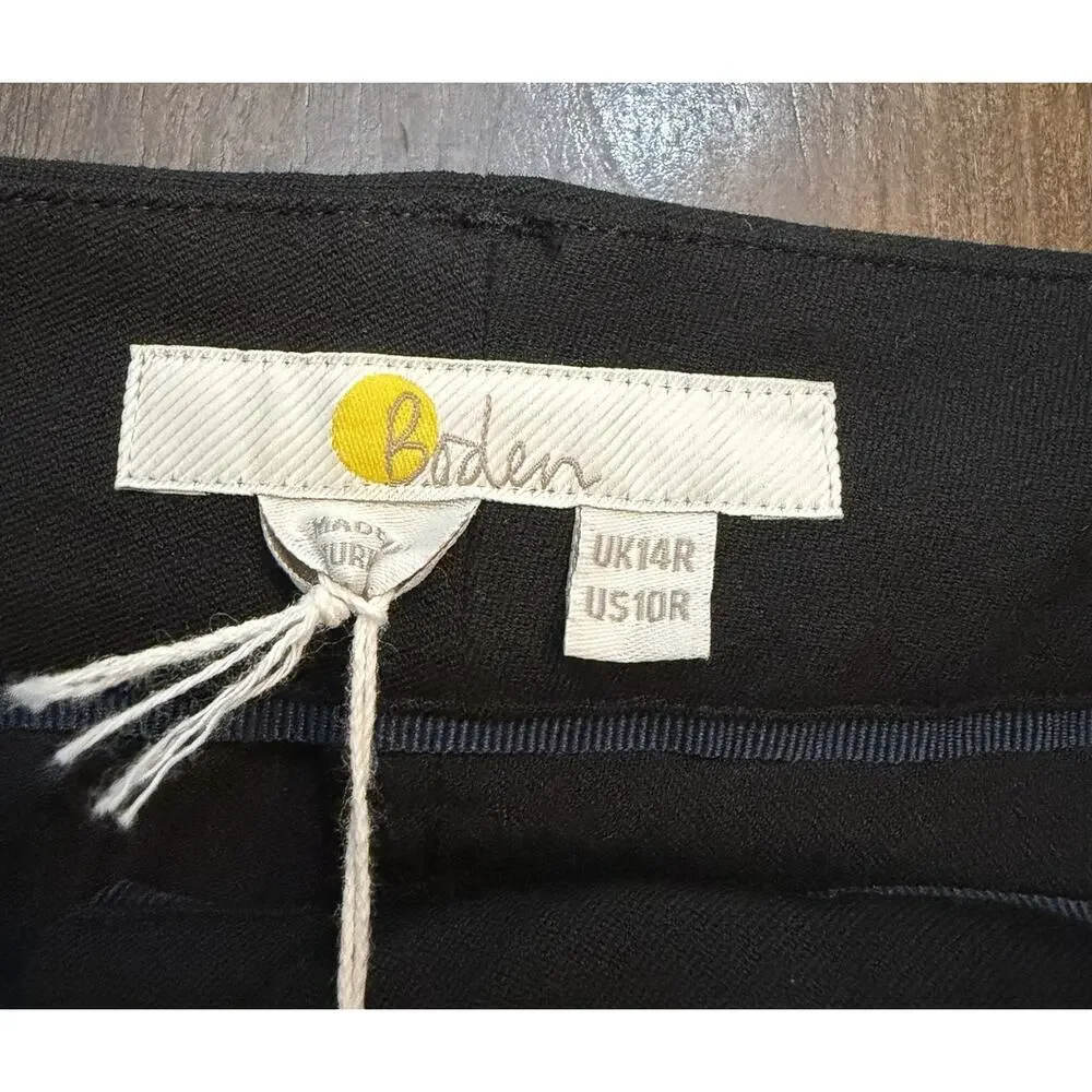 Boden Womans Bi-Stretch Black Trousers Pants UK 14R US 10 Flare Leg NWT $199
